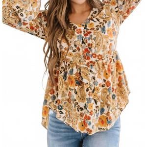 NEW LIAM & COMPANY elaine floral boho blouse